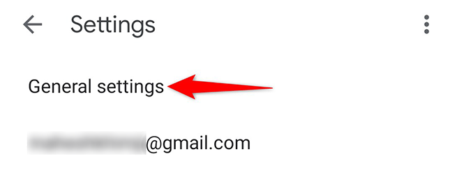 Tocca "Impostazioni generali" nel menu "Impostazioni" dell'app Gmail.