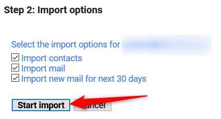 Scegli le informazioni e i dati che desideri importare, quindi fai clic su "Avvia importazione".