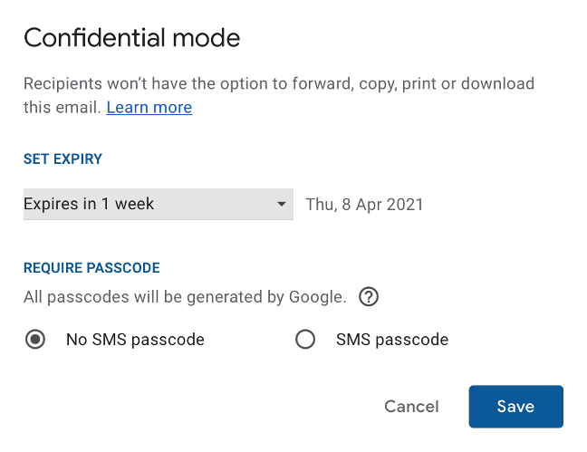 Imposta la data di scadenza per la modalità riservata in Gmail