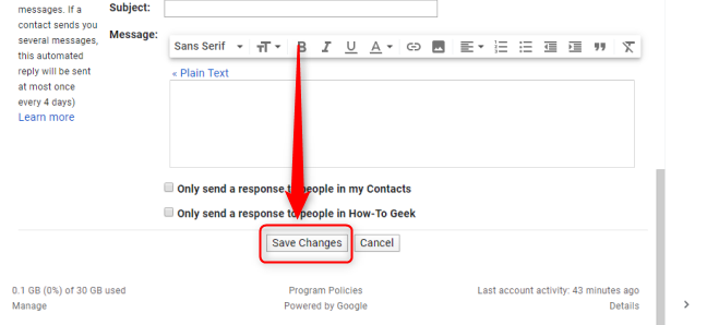 Impostazioni di Gmail Salva modifiche