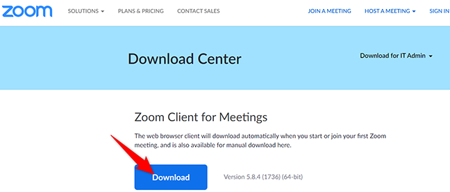 Fare clic su "Download" per scaricare Zoom.