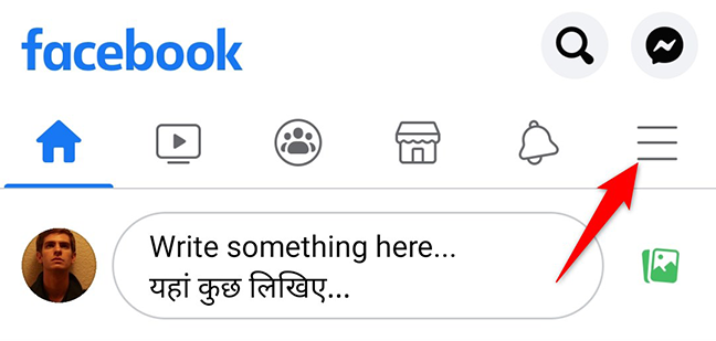 Tocca le tre linee orizzontali nell'angolo in alto a destra dell'app Facebook.