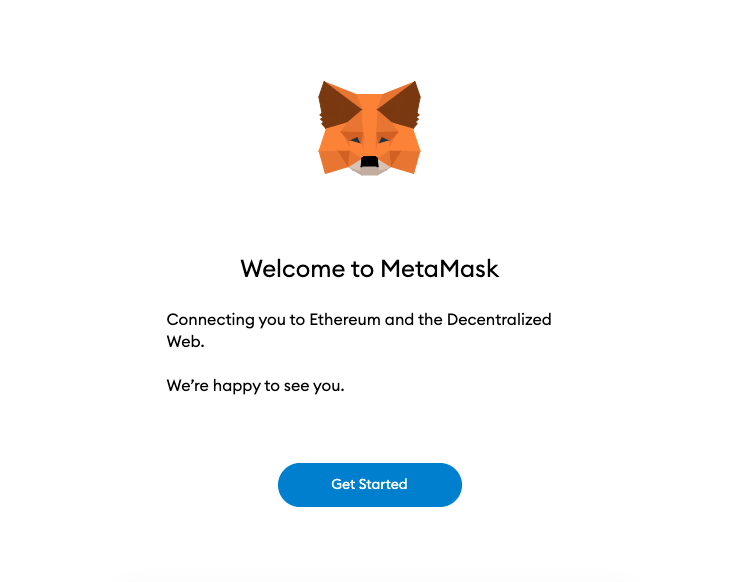 MetaMask - schermata di benvenuto