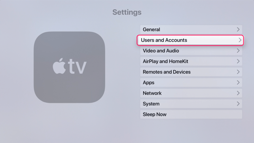 Utenti e account su Apple TV