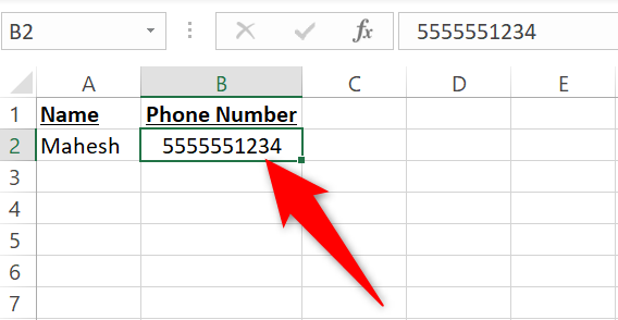 Seleziona le celle contenenti un numero di telefono in Excel.