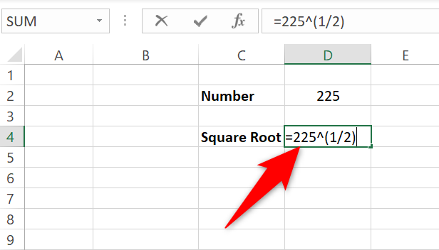 Inserisci i numeri direttamente nella formula della radice quadrata.