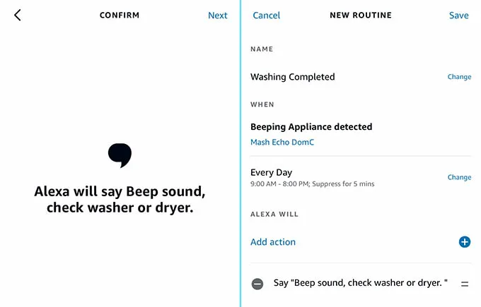 Salva routine di rilevamento del segnale acustico di Alexa