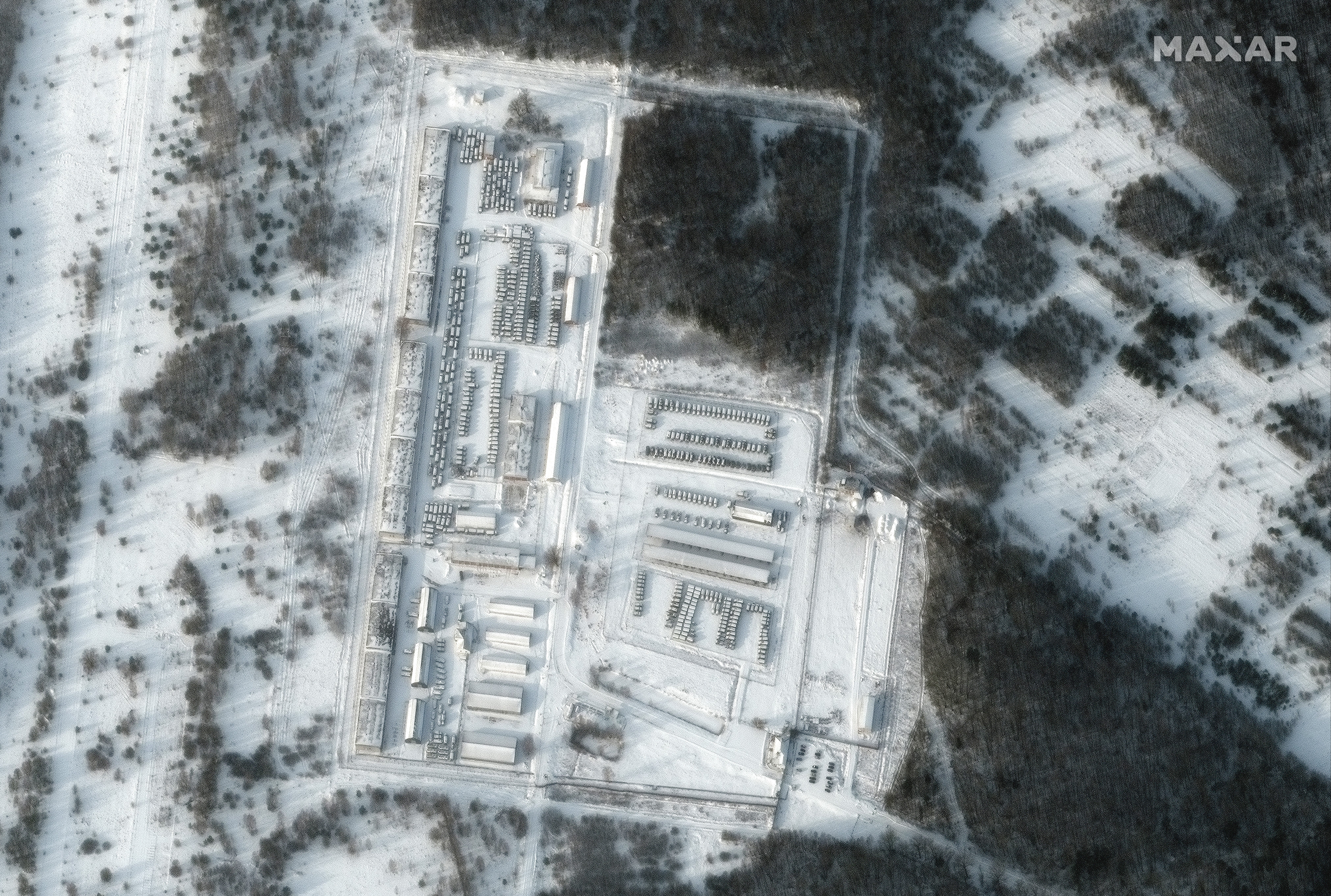 Vista dell'attrezzatura schierata a Klimovo, in Russia.