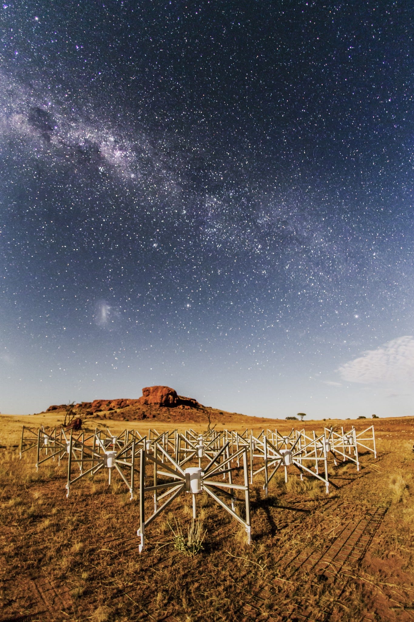 Strutture del telescopio Murchison Widefield Array nell'entroterra australiano