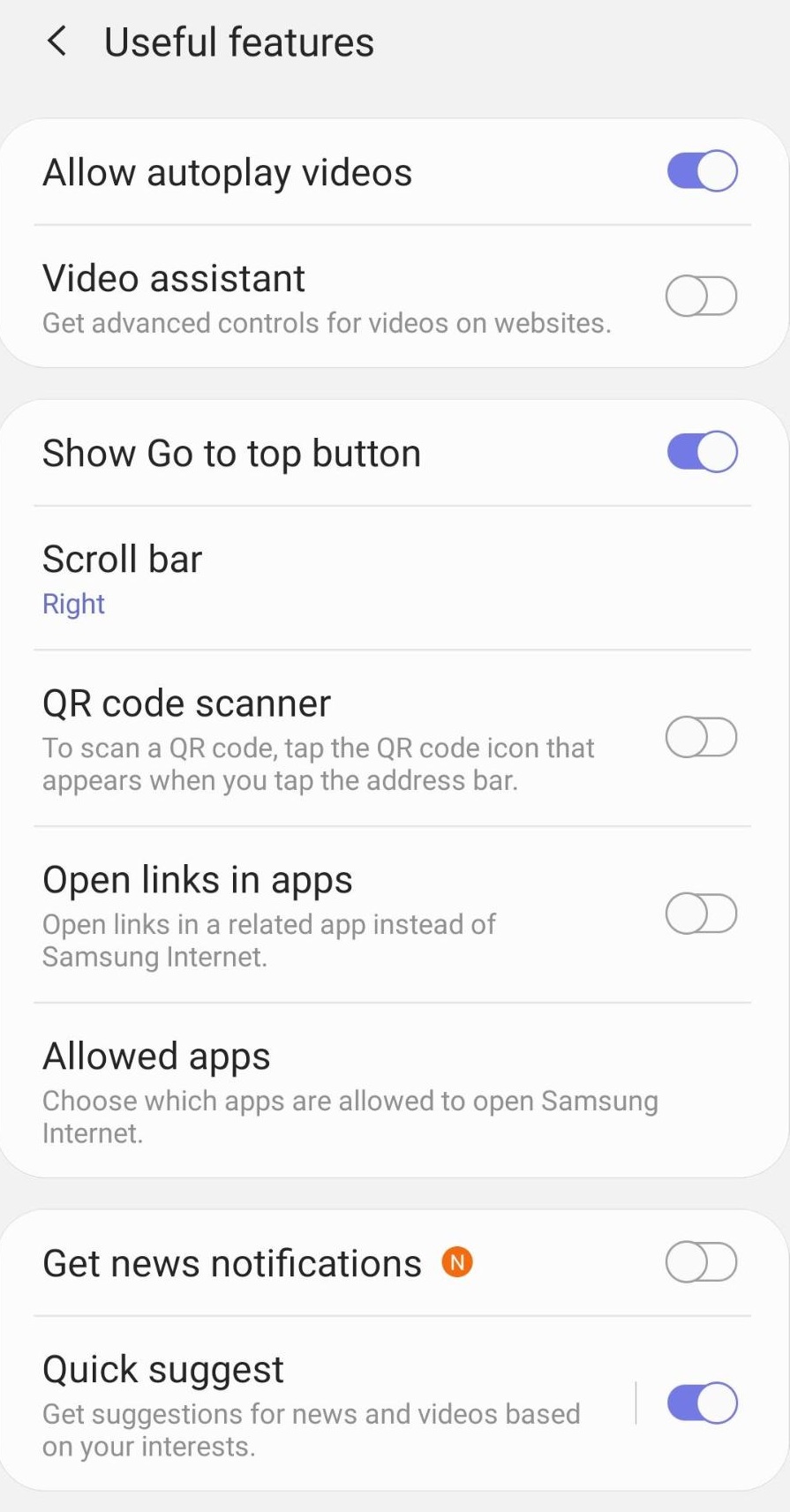 Funzioni utili nel browser Internet Samsung