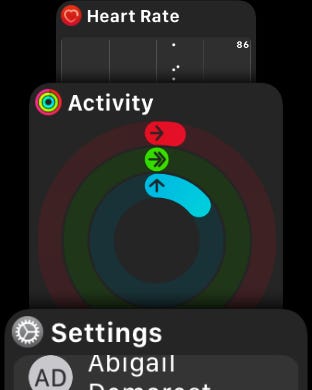 Schermata dell'Apple Watch Dock