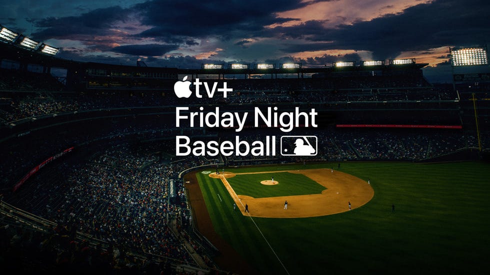 Un'immagine per la partnership di Apple con la Major League Baseball per la programmazione del venerdì sera su Apple TV+.