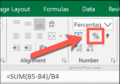 Imposta la tua cella sul tipo di numero di cella percentuale per vederlo come percentuale in Excel