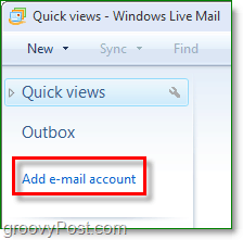 aggiungi un account e-mail a Windows Live Mail