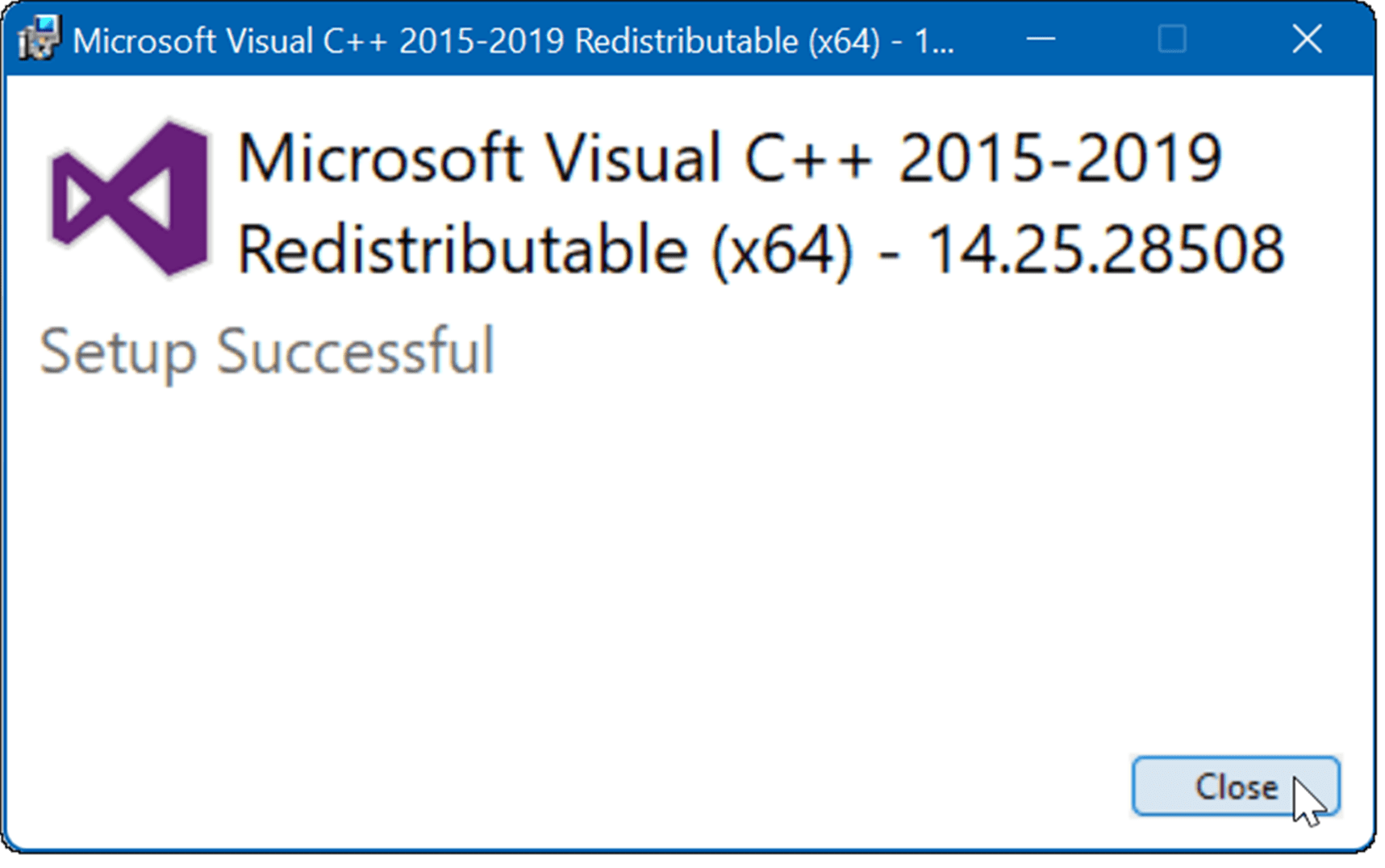 installazione riuscita Microsoft Visual C