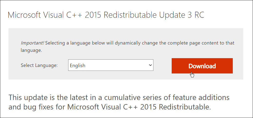 scarica Microsoft visual C++ ridistribuibile