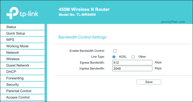 Abilitazione dei controlli della larghezza di banda su un router TP-Link