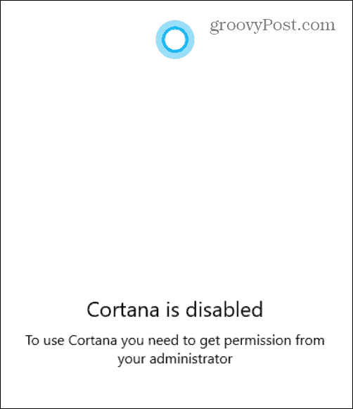 Cortana Disabilitato
