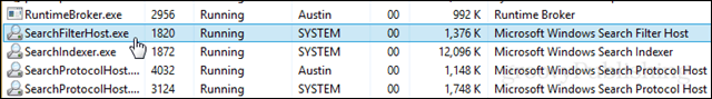 vista del task manager searchfilterhost.exe