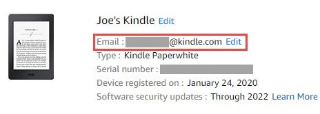 Ricorda il tuo indirizzo email Kindle.