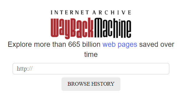 Il sito web Wayback Machine.