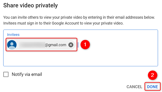 Revocare l'accesso di qualcuno a un video privato di YouTube.