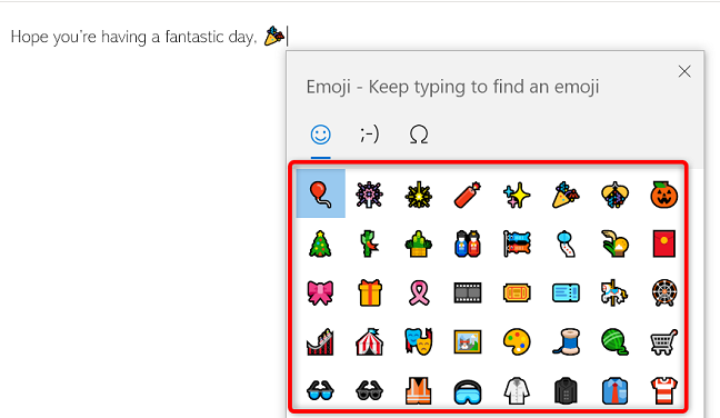 Aggiungi un'emoji a un'e-mail di Outlook.