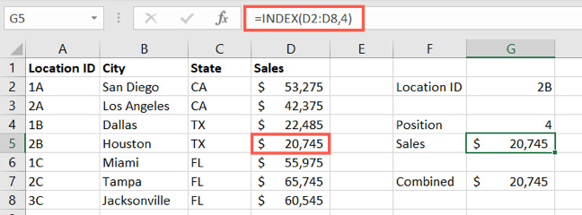 INDICE in Excel
