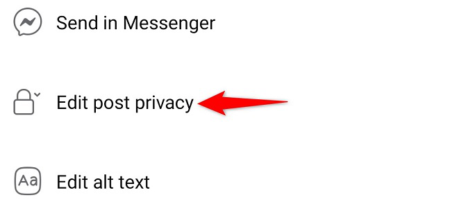 Tocca "Modifica privacy post" nel menu.