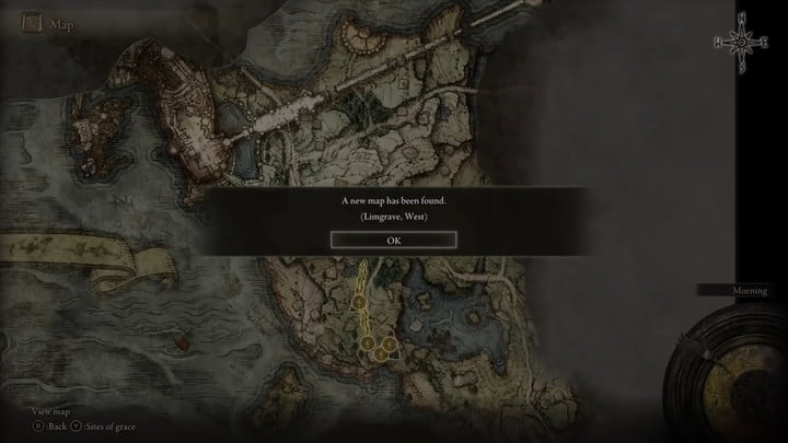 Una schermata che mostra un'area Limgrave della mappa è stata aggiunta in Elden Ring.