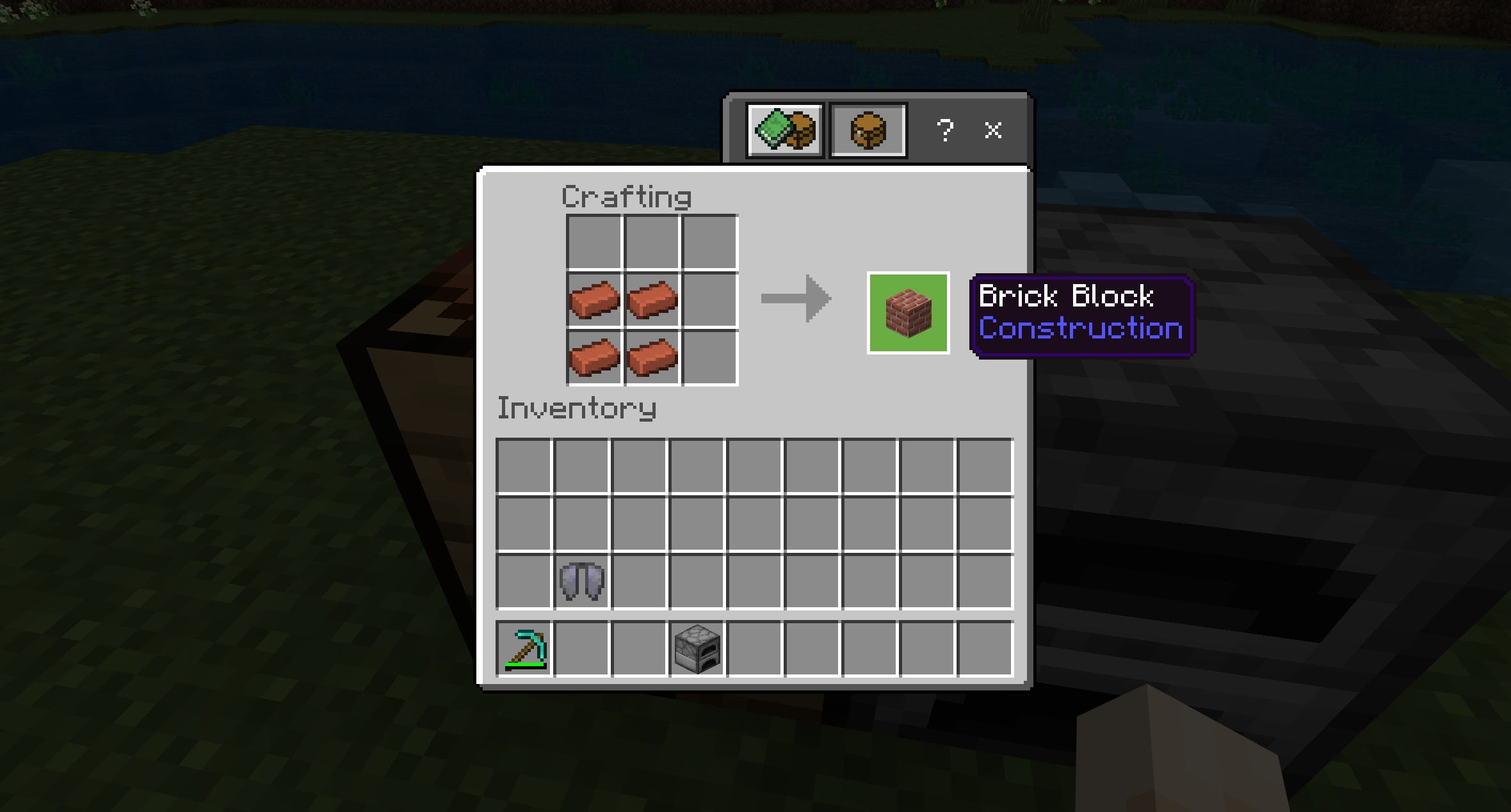 La ricetta di fabbricazione dei blocchi di mattoni in Minecraft.