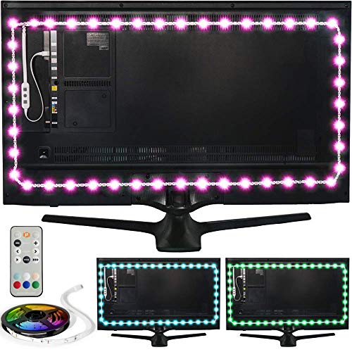 Luminoodle Colore Bias Illuminazione, TV USB e Monitor Retroilluminazione LED Strisce LED Kit con Dimmer, Telecomando - 2 m per 24