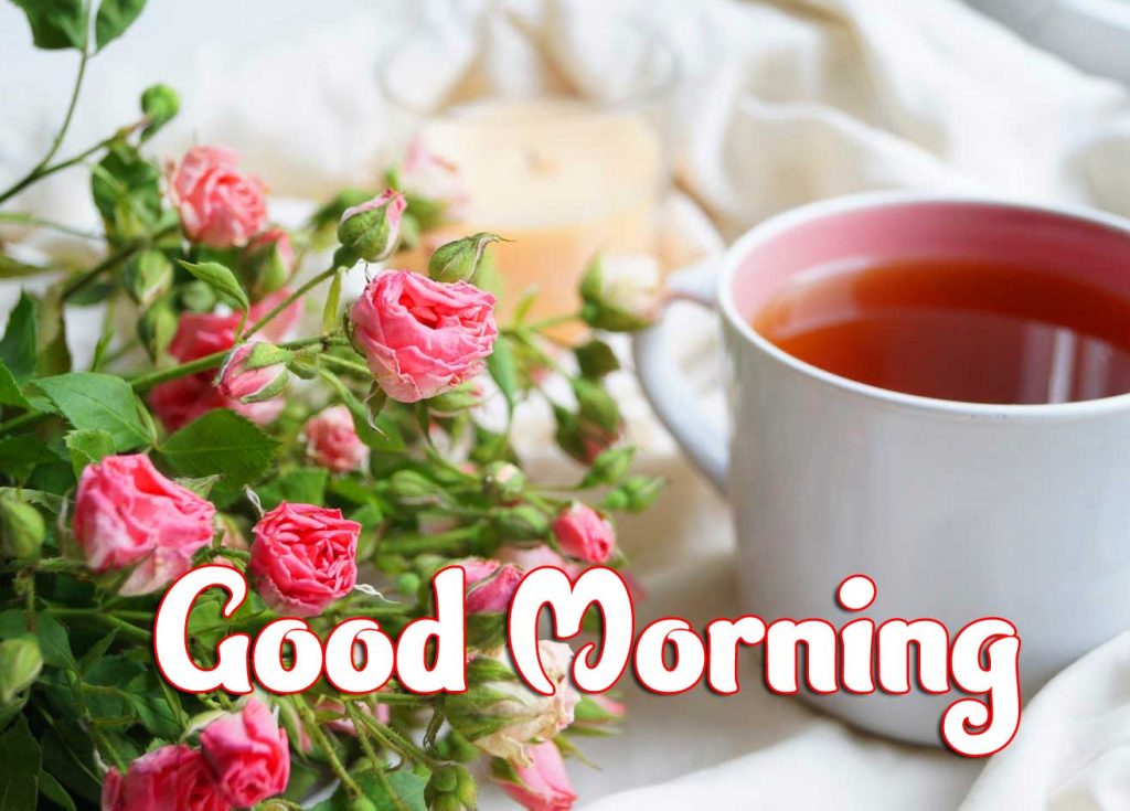 Immagini del buongiorno del caffè del tè Scarica con il fiore