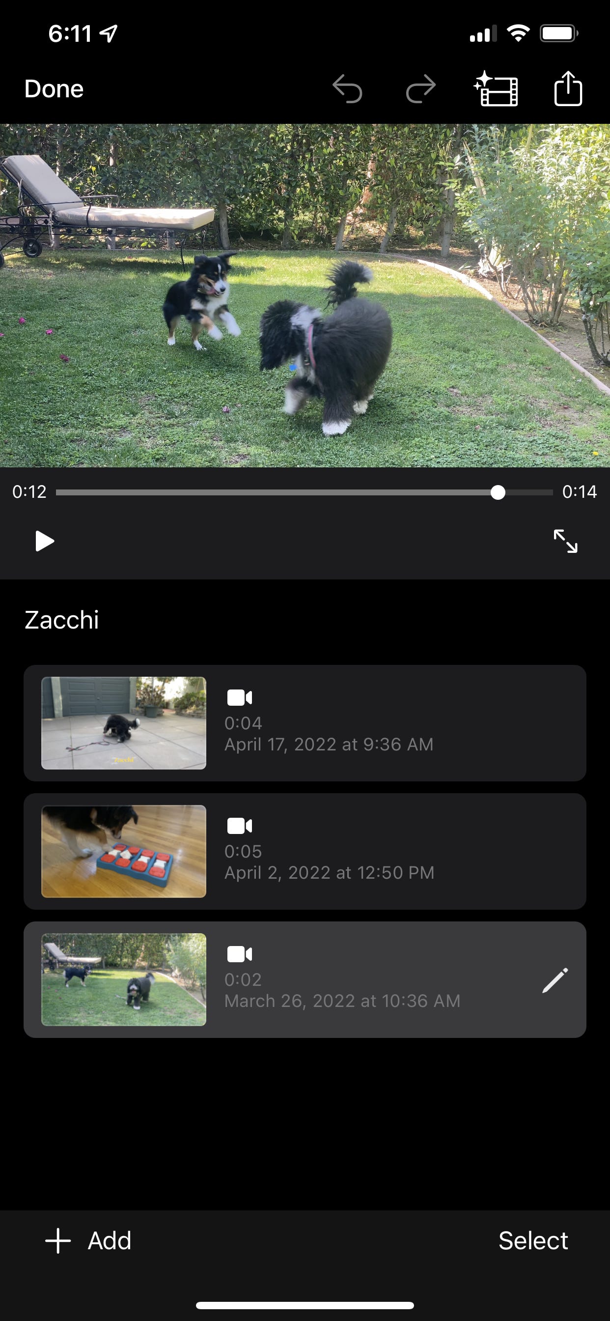 Editor video iMovie su iPhone.