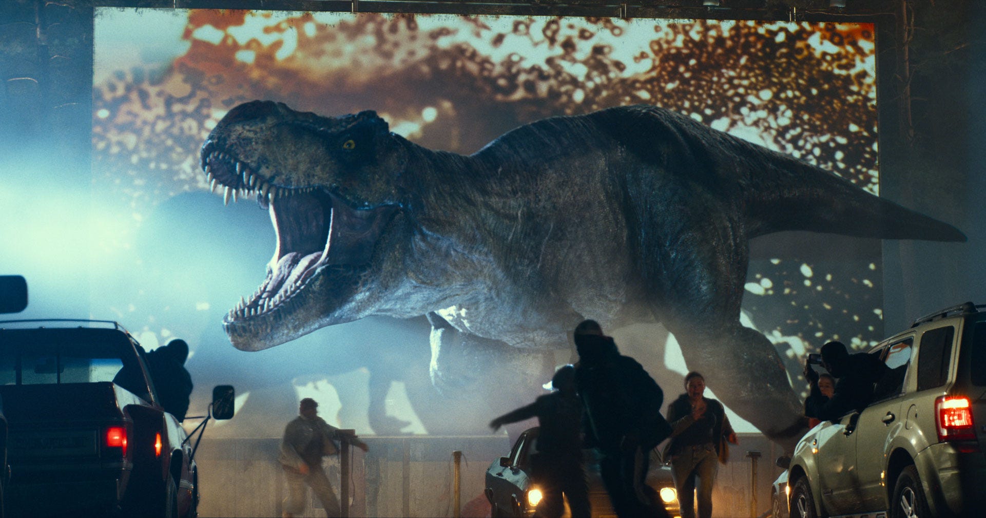 T. rex nel prologo di Jurassic World Dominion