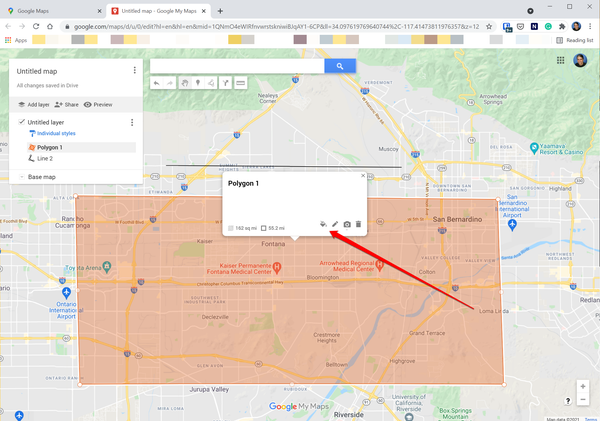 [draw-route-google-maps7.png: / Personalizzazione delle forme in Google Maps.]