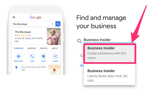 Screenshot della schermata "aggiungi attività" di Google Business