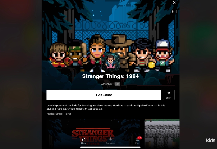 Esempio di pagina di gioco di Netflix Games.