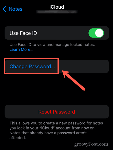 iPhone cambia la password delle note