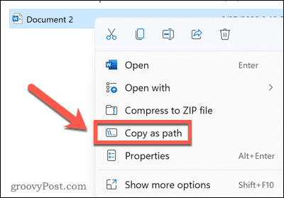 Windows 11 copia come percorso