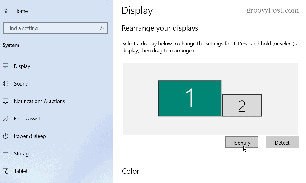 identificare i monitor Windows 10