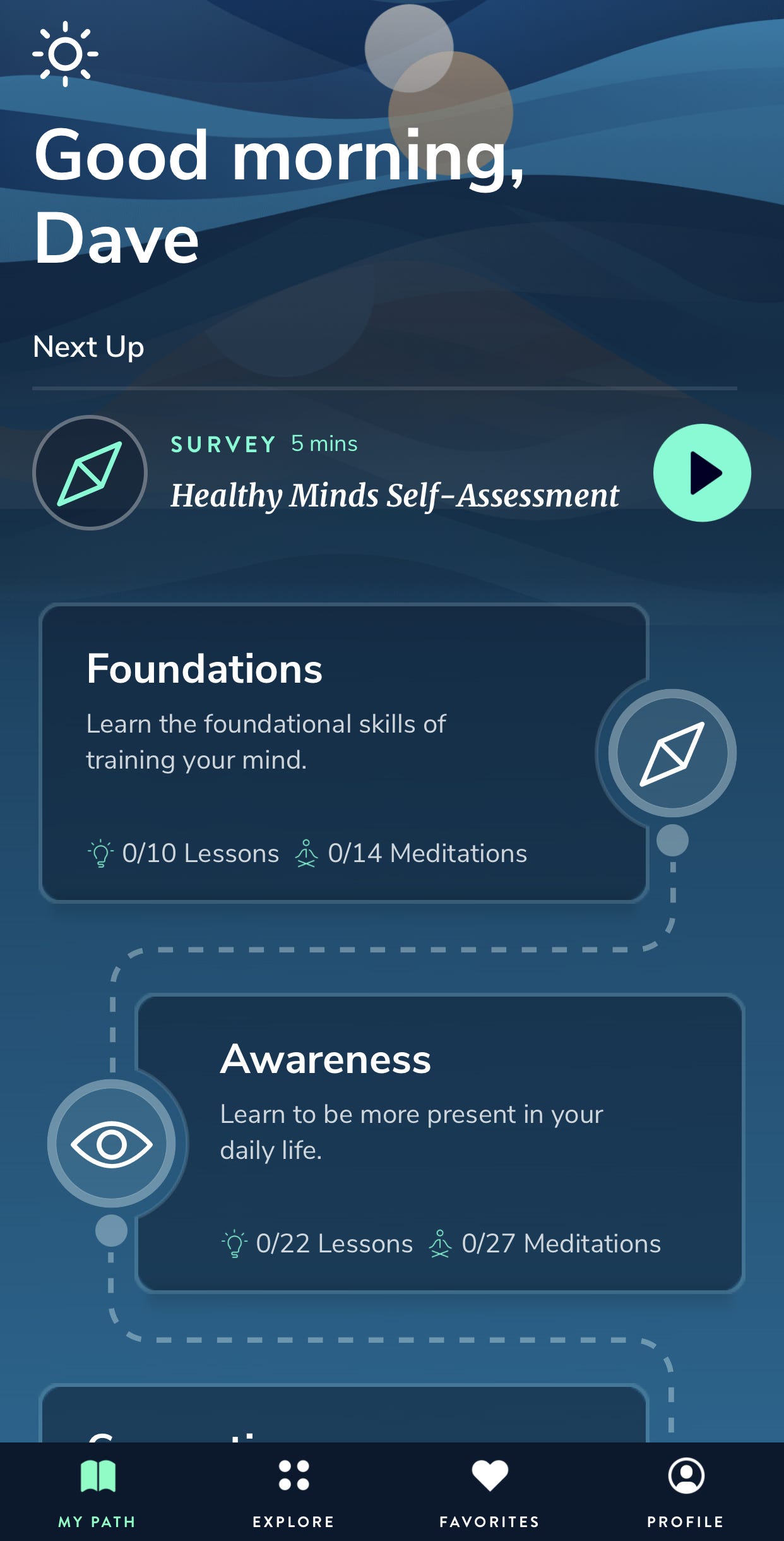 App del programma Healthy Minds per iPhone.