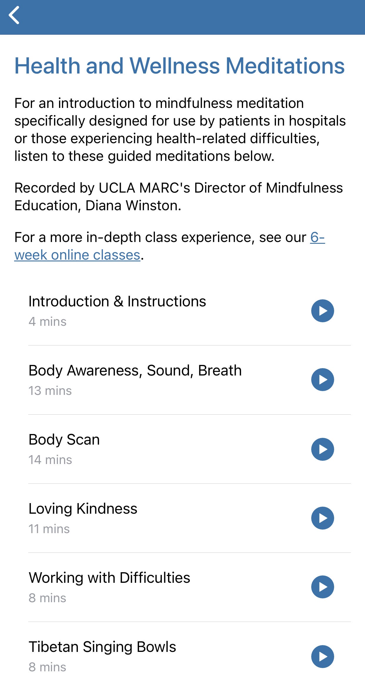 App UCLA Mindful per iPhone.