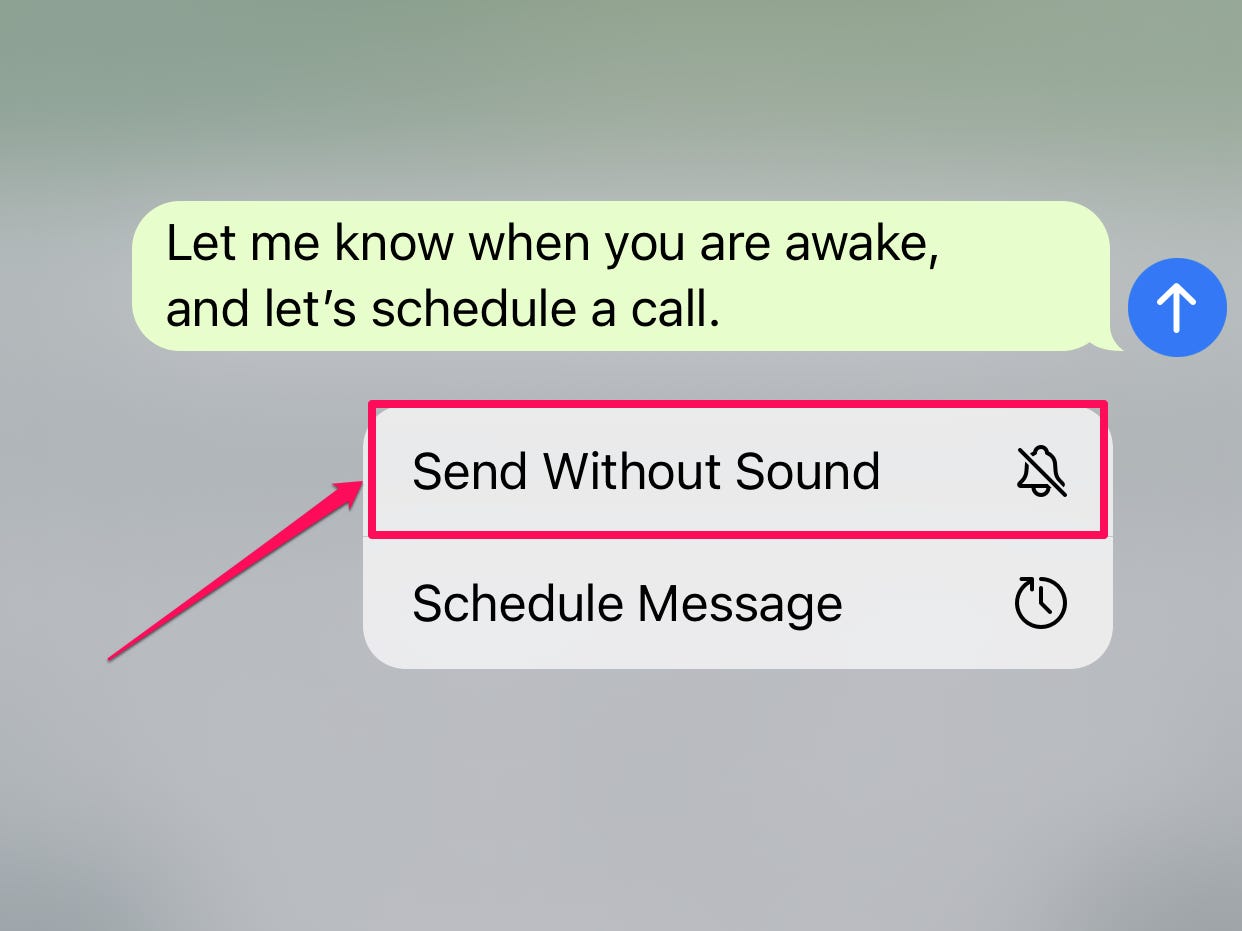 Opzioni di invio del messaggio in Telegram.