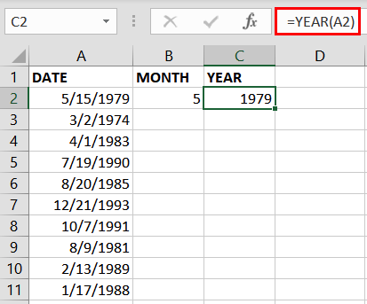 ANNO per ottenere l'anno da una data