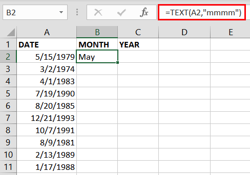 Nome del mese intero utilizzando la funzione TESTO