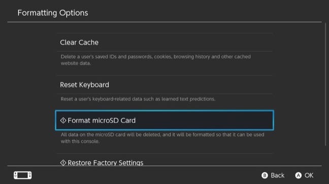 Cambia la formattazione della scheda microSD
