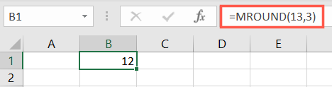 Formula per MROUND con multiplo positivo