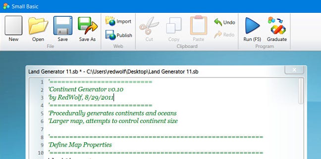 un'immagine di Microsoft Small Basic in azione su Windows 10.
