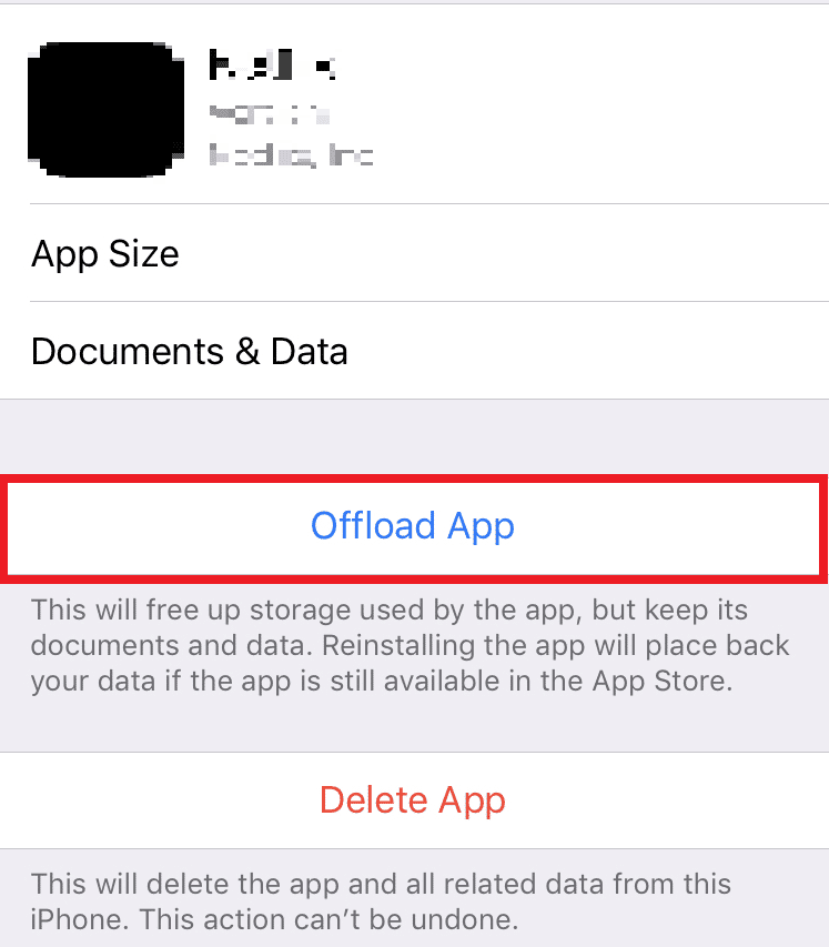 tocca Offload App e svuota la cache dell'app Instagram sul tuo dispositivo iOS per ripristinare i dati